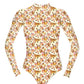 Long sleeve rash guard with honeycomb and bee print